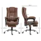 Silla de Oficina con 6 Puntos de Masaje Ajustable con Función Calefacción Reposapiés Retráctil y Control Remoto Marrón