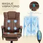 Silla de Oficina con 6 Puntos de Masaje Ajustable con Función Calefacción Reposapiés Retráctil y Control Remoto Marrón