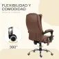 Silla de Oficina con 6 Puntos de Masaje Ajustable con Función Calefacción Reposapiés Retráctil y Control Remoto Marrón