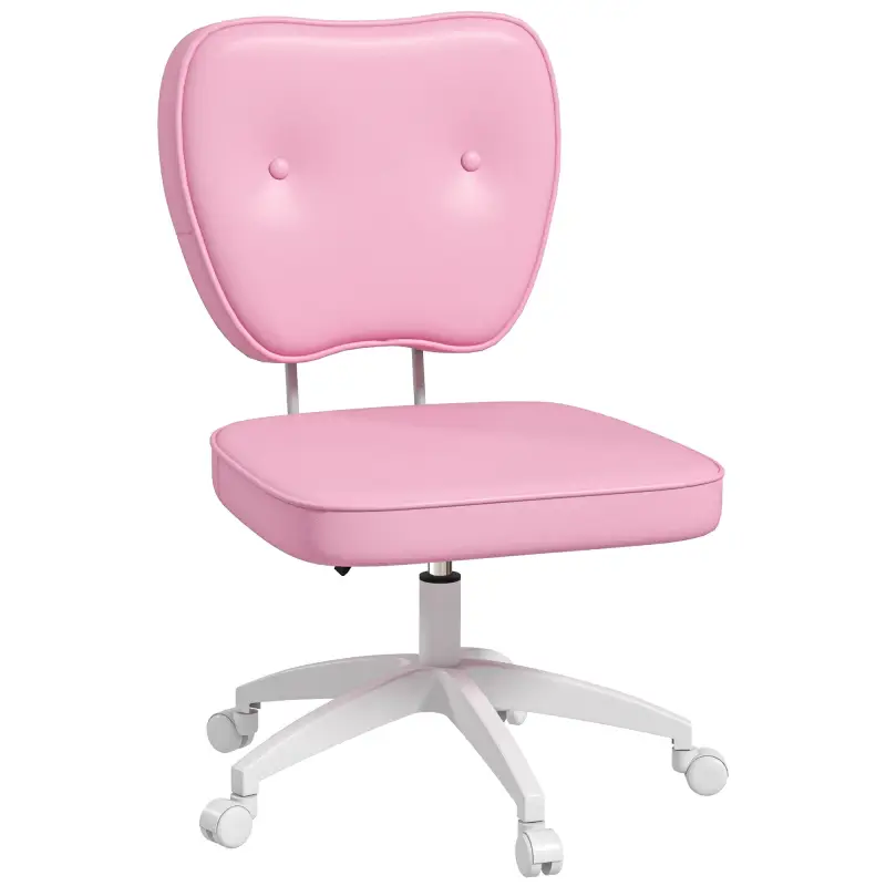 Silla de Oficina Giratoria Tapizada en PU con Altura Ajustable sin Brazos Carga 120 kg 46x59x82-92 cm Rosa