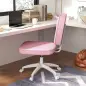 Silla de Oficina Giratoria Tapizada en PU con Altura Ajustable sin Brazos Carga 120 kg 46x59x82-92 cm Rosa