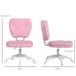 Silla de Oficina Giratoria Tapizada en PU con Altura Ajustable sin Brazos Carga 120 kg 46x59x82-92 cm Rosa