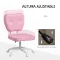 Silla de Oficina Giratoria Tapizada en PU con Altura Ajustable sin Brazos Carga 120 kg 46x59x82-92 cm Rosa