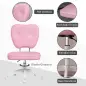 Silla de Oficina Giratoria Tapizada en PU con Altura Ajustable sin Brazos Carga 120 kg 46x59x82-92 cm Rosa