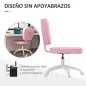 Silla de Oficina Giratoria Tapizada en PU con Altura Ajustable sin Brazos Carga 120 kg 46x59x82-92 cm Rosa