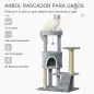 Árbol para Gatos de 5 Niveles Torre para Gatos con Plataformas Nido Postes de Yute Escalera y Bola Colgante Gris