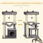 Árbol para Gatos Altura 90 cm de 3 Niveles con Nido Plataforma Bolas Colgantes y Poste de Sisal 48x48x90 cm Gris