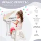 Juego de Piano Infantil de 32 Teclas con Micrófono Taburete Luces 22 Canciones y 4 Sonidos 37x30,5x60,4 cm Blanco