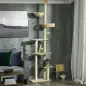 Árbol para Gatos de Suelo a Techo de 230-250 cm con Altura Ajustable Múltiples Plataformas Cestos Hamaca Bolas Beige