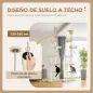 Árbol para Gatos de Suelo a Techo de 230-250 cm con Altura Ajustable Múltiples Plataformas Cestos Hamaca Bolas Beige