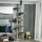 Árbol para Gatos de Suelo a Techo de 230-250 cm con Altura Ajustable Múltiples Plataformas Cestos Hamaca Bolas Gris