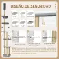 Árbol para Gatos de Suelo a Techo de 230-250 cm con Altura Ajustable Múltiples Plataformas Cestos Hamaca Bolas Gris