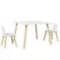 Mesa Infantil con Sillas Respaldos con Orejas de Conejo Mesa Infantil para Guardería Sala de Juegos Blanco