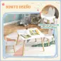 Mesa Infantil con Sillas Respaldos con Orejas de Conejo Mesa Infantil para Guardería Sala de Juegos Blanco