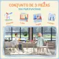 Mesa Infantil con Sillas Respaldos con Orejas de Conejo Mesa Infantil para Guardería Sala de Juegos Blanco