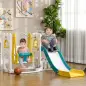 Tobogán Infantil 6 en 1 con Columpio y Tobogán Telescopio Aro de Baloncesto Espacio de Almacenamiento Multicolor