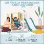 Tobogán Infantil 6 en 1 con Columpio y Tobogán Telescopio Aro de Baloncesto Espacio de Almacenamiento Multicolor