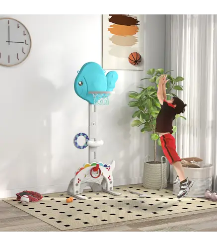 Canasta de Baloncesto para Niños Altura Ajustable con Fútbol ​​Golf Anillas Juego de Lanzamiento de Pelota Multicolor