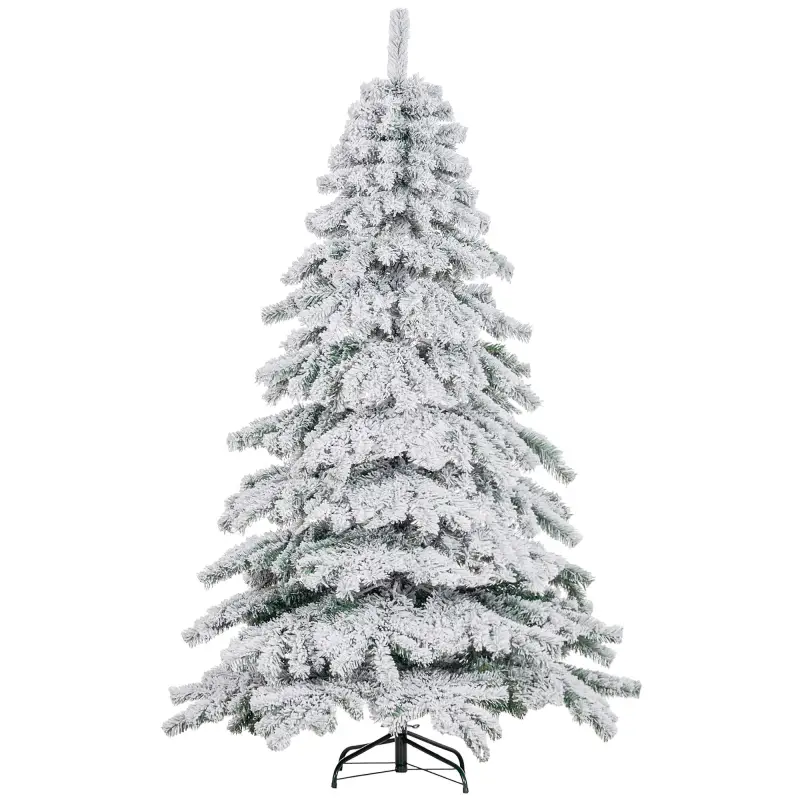 Árbol de Navidad Artificial Nevado 180 cm con 627 Ramas y Soporte de Metal Árbol de Navideño para Salón Verde y Blanco