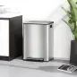 Cubo de Basura de Cocina con 2 Compartimentos 2x30L con Pedal Tapa de Cierre Suave y Cubo Extraíble Plata