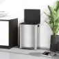 Cubo de Basura de Cocina con 2 Compartimentos 2x30L con Pedal Tapa de Cierre Suave y Cubo Extraíble Plata