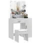 Tocador de Maquillaje con Taburete Espejo LED Cajones Estante Ajustable y Estantes Abiertos para Dormitorio Blanco