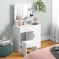Tocador de Maquillaje con Taburete Espejo LED Cajones Estante Ajustable y Estantes Abiertos para Dormitorio Blanco