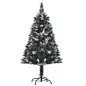 Árbol de Navidad Artificial 120 cm con 222 Ramas 28 Decoraciones Soporte de Acero Base Plegable y Desmontable Verde