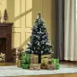 Árbol de Navidad Artificial 120 cm con 222 Ramas 28 Decoraciones Soporte de Acero Base Plegable y Desmontable Verde