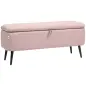 Banco de Almacenamiento con Tapa Abatible y Patas de Acero para Dormitorio Salón Entrada 101x38,5x44,5cm Rosa Banco de Almacenamiento con Tapa Abatible y Patas de Acero para Dormitorio Salón Entrada 101x38,5x44,5cm Rosa