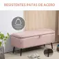 Banco de Almacenamiento con Tapa Abatible y Patas de Acero para Dormitorio Salón Entrada 101x38,5x44,5cm Rosa