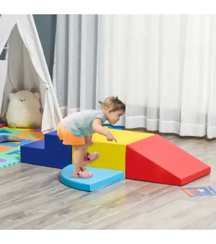 Juego de 4 Bloques Psicomotricidad para Niños Juguete para Aprendizaje para Escalar y Gatear Multicolor
