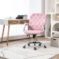 Silla de Escritorio de Terciopelo con Altura Ajustable Reposabrazos y Decoraciones de Diamantes 59,5x60,5x93-103 cm Rosa