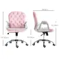 Silla de Escritorio de Terciopelo con Altura Ajustable Reposabrazos y Decoraciones de Diamantes 59,5x60,5x93-103 cm Rosa