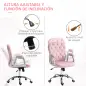 Silla de Escritorio de Terciopelo con Altura Ajustable Reposabrazos y Decoraciones de Diamantes 59,5x60,5x93-103 cm Rosa