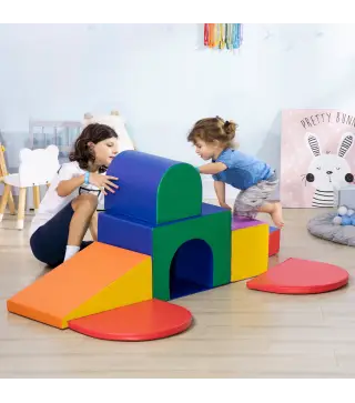 Juego de 7 Bloques de Espuma para Niños Bloques de Construcción Figuras de Construcción para Escalar y Gatear Multicolor