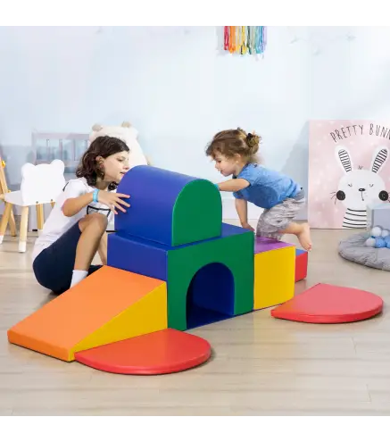Juego de 7 Bloques de Espuma para Niños Bloques de Construcción Figuras de Construcción para Escalar y Gatear Multicolor