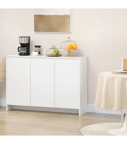 Mueble Aparador con 3 Puertas Estantes Ajustables y Cierre Suave Soporte para Televisores 120x35x85 cm Blanco