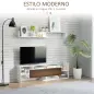 Conjunto Muebles de Salón con Mesa para Televisor 153,6x25x42 cm y Estante de Pared 150x14,5x16,3 cm Blanco y Marrón