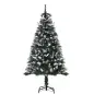 Árbol de Navidad Artificial 150 cm con 378 Ramas 41 Decoraciones Soporte de Acero Base Plegable y Desmontable Verde