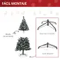 Árbol de Navidad Artificial 150 cm con 378 Ramas 41 Decoraciones Soporte de Acero Base Plegable y Desmontable Verde