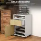 Cajonera de Oficina Móvil con Cajón y Armario con Ruedas Soporte de Impresora para Estudio 40x35x60 cm Blanco y Natural