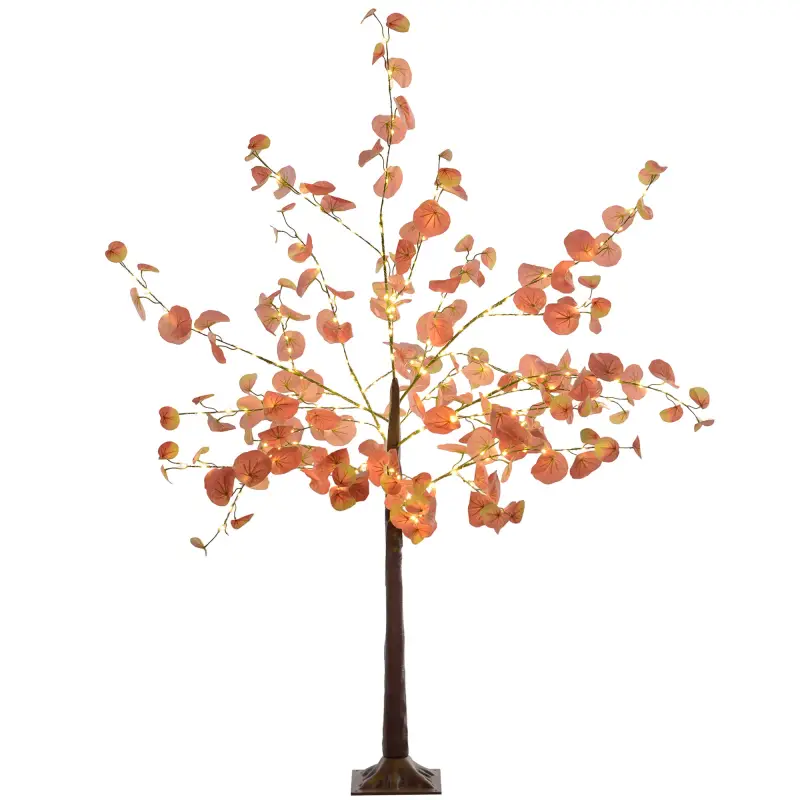 Lámpara de Árbol 150 cm con 245 Luces LED y Base Decoración Navidad para Interiores y Exterior Naranja