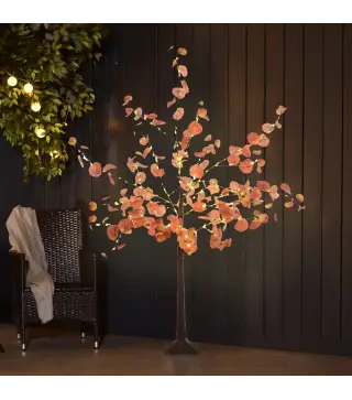 Lámpara de Árbol 150 cm con 245 Luces LED y Base Decoración Navidad para Interiores y Exterior Naranja