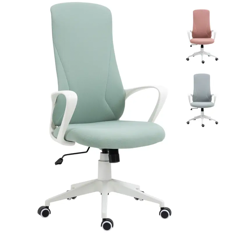 Silla de Oficina Giratoria Altura Ajustable con Reposabrazos Función de Basculante Respaldo Alto 62x56x110-119,5cm Verde