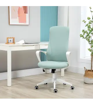 Silla de Oficina Giratoria Altura Ajustable con Reposabrazos Función de Basculante Respaldo Alto 62x56x110-119,5cm Verde