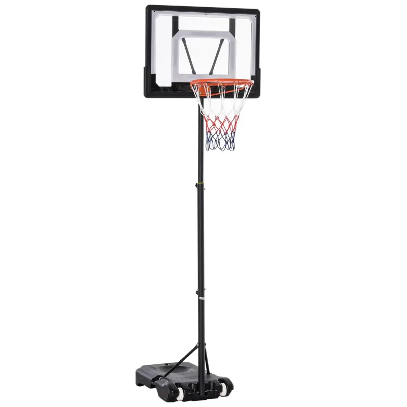 Canasta de Baloncesto con Altura Ajustable 206-260 cm Aro de Baloncesto con Ruedas y Base Rellenable Negro