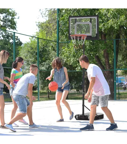 Canasta de Baloncesto con Altura Ajustable 206-260 cm Aro de Baloncesto con Ruedas y Base Rellenable Negro