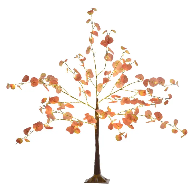 Lámpara de Árbol 120 cm con 175 Luces LED y Base Decoración Navidad para Interiores y Exterior Naranja