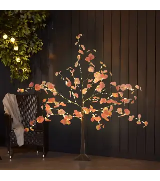 Lámpara de Árbol 120 cm con 175 Luces LED y Base Decoración Navidad para Interiores y Exterior Naranja